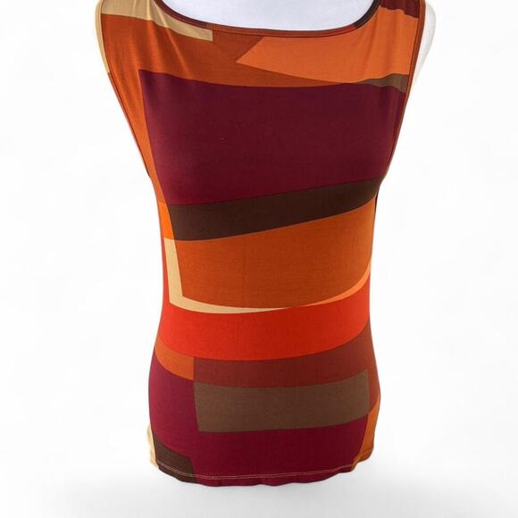 VINTAGE 2000'S LIMITED RETRO GRAPHIC COLORBLOCK STRETCHY TANK TOP MEDIUM EUC. - Picture 2 of 5